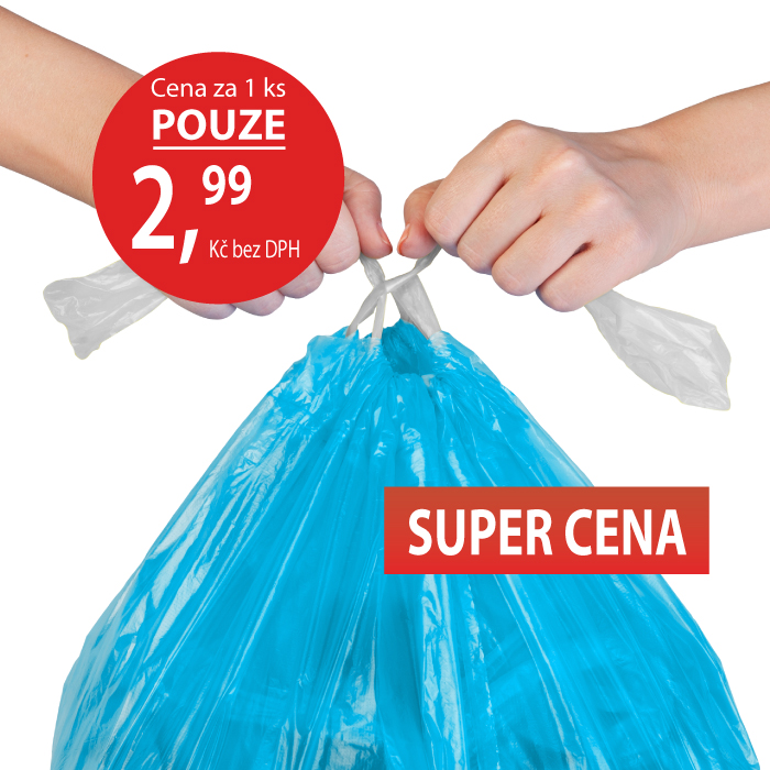 Waste bags, 120 l blue, 70 x 100 cm, medium strength, retractable